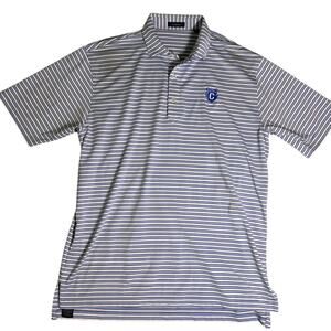 Turtleson Golf Polo Mens Large Blue White Striped Performance Country Club Prep